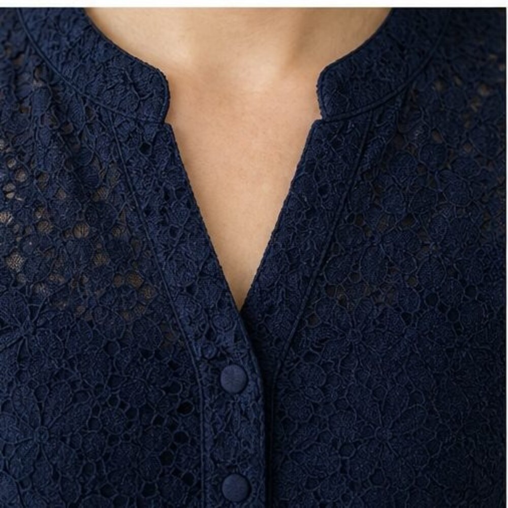 Navy Button Blouse - Picture 4 of 6